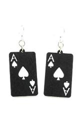 Iskambil Maça As Kalp Kart Şans Küpe Kancalı Siyah Akrilik Büyük 7cm