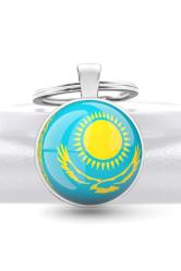 Kazakistan Bayrağı Anahtarlık Türk Cumhuriyetleri Bayrak Larından Metal 3d Büyüteç Camlı