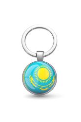 Kazakistan Bayrağı Anahtarlık Türk Cumhuriyetleri Bayrak Larından Metal 3d Büyüteç Camlı