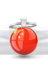 Çin China Bayrağı 3d Camlı Bayrak Gri Anahtarlık Metal Halka
