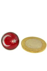 Türkiye Yaka Rozeti Ay Yıldız Türk Bayrağı Paslanmaz Çelik Yuvarlak Rozet