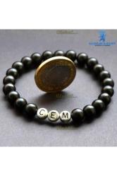 Istediğiniz 5 Harf Isim Yazılı Doğal Taş Bileklik Siyah Lav Oniks