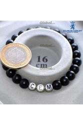 Istediğiniz 5 Harf Isim Yazılı Doğal Taş Bileklik Siyah Lav Oniks