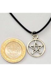 Pentagram Yıldızı Kadın Erkek Davut Yıldız Supernatural Metal Kolye Deri Kayış