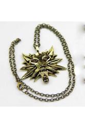 Witcher 3 Hunt Büyük 5x5cm Kurt Madalyon Kolye Altın Gold Renk Zincir