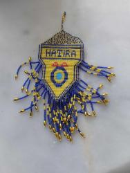CEZAEVİ İŞİ BONCUK ARABA DUVAR SÜSÜ HATIRA SARI LACİVERT ÇİFT YAPRAK SIFIR