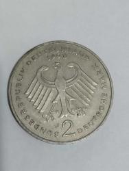 1990-J BATI ALMANYA DEUTSCHE 2 MARK ORİJİNAL MADENİ PARASI Dr.Kurt Schumacher. 30. Yıldönümü