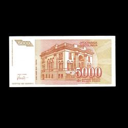 YUGOSLAVYA (1993) - 5.000 Dinar (ÇT-ÇÇT 7,5/10) 