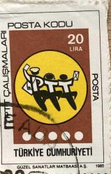 Mektup Zarfından Kesilmiş / Postadan Geçmiş Pul Filateli - Damgalı - PTT ÇALIŞMALARI 1985 , 20 LİRA - Türkiye Cumhuriyeti - Turkish stamp