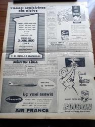 Zafer Gazetesi - 27 Ekim 1959 - Batı Almanya'ya 2 Milyon Metre Pamuklu Dokuma İhraç Edilecek - Kanadalı Gazeteci Arthur Blakely Türkiye Orta Doğu'da Bekçidir - İran Şahı Muhammed Rıza Pehlevi'nin Doğum Günü - Cumhuriyet Bayramı'nda Bulunacak Yabancı Heyetlerdre Ankara'ya Geliyor -  Ankara Ebe Okulunu Muavenet Vekili Doktor Lütfi Kırdar Hizmete Açıyor Fotoğrafı - Hınıs'daki Depremin Bilançosu - Kral Oidipus Tragedyası İstanbul'da - Mahzun Prenses Margaret - Elektrik Kömürü İmal Eden Fabrika Tevsi Olunacak - Büyük Kumar Yazan Thomas Costain Yazı Dizisi - Profesör Doktor Bahtiyar Demirağ - Türk Kadınlar Birliği 29 Ekim'de Konser Verdirecek - İrticai Beyanname Dağıtanlar Aranıyor - Emniyet Müdürlüğüne Ahmet Paftalı Tayin Oldu - Kruşçef Romanya'yı Neden Ziyaret Etmiş - Kibar Aileler Yazan M. Druon Yazı Dizisi - Batı Almanya Başvekili Adenauer Paris'i Ziyaret Edecek - Doktor Severo Ochoa Nobel'i Kutluyor - Kuzey Kore'de Çinlilerle Sovyetlerin Mücadelesi - Sana Nebati Margarin - Edison Ampul
