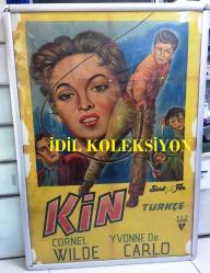 KİN, ORİJİNAL SİNEMA AFİŞİ - (Passion) 1954, ÇİZİM FİLM AFİŞİ / POSTERİ - BÜYÜK BOY - ORİJİNAL - 100 X 70 cm EBADINDA - Original Turkish Big Size Movie Poster - Allan Dwan,  Beatrice A. Dresher, Miguel Padilla, Joseph Lejtes, Cornel Wilde, Yvonne De Carlo, Raymond Burr, Lon Chaney Jr., Rodolfo Acosta, John Qualen, Anthony Caruso, Frank DeKova,  RKO RADIO & SÜRAT FİLM (RESTORASYONLU, DÖNEM SİNEMA AFİŞİ, 1950'LER)