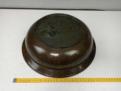 Antika Osmanlı Dönem Yazılı Nadir Bronz Çanak - Tabak