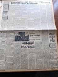 Zafer Gazetesi - 27 Şubat 1957 - Başvekil Adnan Menderes Havayı Düzeltmeye Matuf Gayretlerini Bir Kere Daha İzhar Etti - Adnan Menderes'in Memleket Hayrına Tavsiyeleri - Siyasi Komisyonun Kıbrıs Kararından Sonra Fatin Rüştü Zorlu'nun Verdiği Beyanat - Başvekil Adnan Menderes İmar Mevzuunda Geniş İzahlarda Bulundu - Nafia Vekili Ethem Menderes'in Etraflı Konuşması - Maarif Ve Ticaret Bütçeleri Kabul Edildi - Suvat Vapuru Dün Bir Yolcu Gemisine Hafifçe Çarptı - 25 Bin Liralık Rüşvet ve Şantaj Hadisesi - Ürdün Amerikan Yardımını Kabul Ediyor - Hasan Polatkan'ın 1957 Mali Yıl Bütçesine Dair Konuşması - Andaluz Santiago Bale Revüsü - Yeni Turist Polisi Şubesi İstanbul'da Faaliyete Geçti - Opera Van Gogh Yazan Orhan Remzi Yüreğir - Orhan Seyfi Orhon Köşe Yazısı - Kıbrıs Meselesi Birleşmiş Milletlerde Selim Sarper'in Verdiği Beyanat - Milli Takım Namzetleri 6  Kasımpaşa 1 - Eskişehir'de Modern Bir Stad - Ankara Makarnası - Dünya Demiryolları Güreş Şampiyonası - Güreş Takımımızın Kadrosu