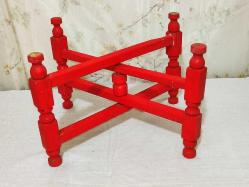 18048-ANTİKA AHŞAP YER SOFRASI SİNİ ALTI 4 AYAKLI