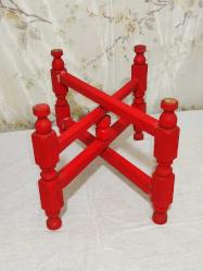 18048-ANTİKA AHŞAP YER SOFRASI SİNİ ALTI 4 AYAKLI