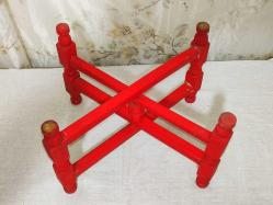 18048-ANTİKA AHŞAP YER SOFRASI SİNİ ALTI 4 AYAKLI