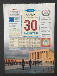 30 ARALIK 2024 -TAKVİM YAPRAĞI-DOĞUM GÜNÜ HEDİYESİ-VASIF ÜLKÜ TAKVİMİ,ANKARA ANITKABİR,YAVRUNUZA İSİM,RUSYA ADINI SSCB OLARAK DEĞİŞTİRDİ 1922,İLK AŞILAR,İSTANBUL MODERN,ZEYTİN YAĞLI İÇİN ÖNERİ,ALAIN BERTHOZ