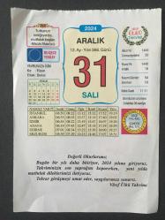 31 ARALIK 2024 -TAKVİM YAPRAĞI-DOĞUM GÜNÜ HEDİYESİ-VASIF ÜLKÜ TAKVİMİ,