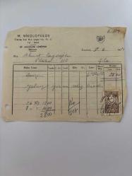 OTOMOBİL BENZİN FATURASI - 8 HAZİRAN 1954 - M.NİKOLOPULOS - BP (AEGEAN) LİMİTED - ŞİLE, İSTANBUL - AHMET ÇAYIROĞLU - ISLAK İMZALI, KAŞELİ DAMGA PULU - 13 x 17 cm EBATLI ORİJİNAL FATURA