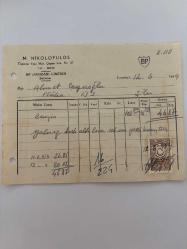OTOMOBİL BENZİN FATURASI - 12 HAZİRAN 1954 - M.NİKOLOPULOS - BP (AEGEAN) LİMİTED - ŞİLE, İSTANBUL - AHMET ÇAYIROĞLU - ISLAK İMZALI, KAŞELİ DAMGA PULU - 13 x 17 cm EBATLI ORİJİNAL FATURA