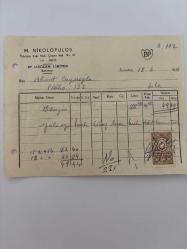 OTOMOBİL BENZİN FATURASI - 18 HAZİRAN 1954 - M.NİKOLOPULOS - BP (AEGEAN) LİMİTED - ŞİLE, İSTANBUL - AHMET ÇAYIROĞLU - ISLAK İMZALI, KAŞELİ DAMGA PULU - 13 x 17 cm EBATLI ORİJİNAL FATURA