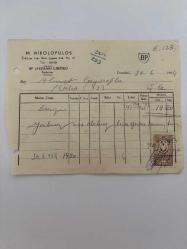 OTOMOBİL BENZİN FATURASI - 30 HAZİRAN 1954 - M.NİKOLOPULOS - BP (AEGEAN) LİMİTED - ŞİLE, İSTANBUL - AHMET ÇAYIROĞLU - ISLAK İMZALI, KAŞELİ DAMGA PULU - 13 x 17 cm EBATLI ORİJİNAL FATURA