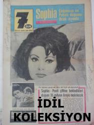 7 Gün Haftalık Aktüalite Sinema Tiyatro Müzik ve Magazin Dergisi - Sophia Loren - Çağınızın En Pahalı Doğumu Ocak Ayında- Kim Kiminle Evlenmeli? - Kaza Kurşunu ile Sakat Kaldı - İtiharlık Öğrenci idi - Zeki Çetin Plak Reklamı - Anadolukavağı'ndan Denize Giren Milli Yüzücü Ersin Aydın, Boğaz'ı 5 Saatte Yüzerek Kızkulesi'ne Çıktı - Garip Ama Gerçek - Dore Kumaşları - Sesini Duyup da Yüzünü Göremediklerimiz - Yılmaz Tok - Hazin Güran - Çetin Çeki - Müberra Yetkin - Zafer Cilasun - Jülide Gülizar - Sevinç Yemişçi - Güneş Uğurlu - Ülkü Kuranel - Krallar Gibi Yaşayan Köpek - Cins Köpek Uçaktan Başka Hiçbir Vasıtaya Binmemiş - Ankara'da Çiçek Hastanesi Kuruldu - Boston Canavarı filmini gören baygınlık geçiriyor - Elektronik Beyinle Çöpçatanlık - Çocuklar Sizin İçin - Nazlı Kız - Oluklu Sigara - Su Buharı Cildi Gevşetir Soğuk Su Gerer - Çabuk Aşık Oluyormusunuz? - Üngörmüşler Çizgi Romanı - 7 Gün'ün büyük oyunu - Bizimkiler ve Fatoş Çizgi Romanı fotoğraf ve haberi - Tam Takım Dergi