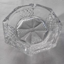 Art Deco Dökme Sekizgen Cam Küllük Vintage