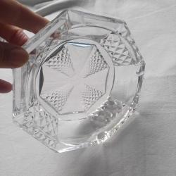 Art Deco Dökme Sekizgen Cam Küllük Vintage