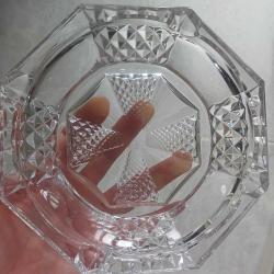 Art Deco Dökme Sekizgen Cam Küllük Vintage