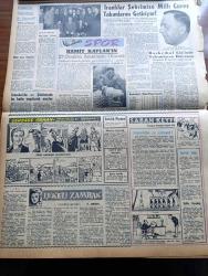 Zafer Gazetesi - 21 Ocak 1958 - Türkiye İle Birleşik Amerika Devletleri Arasında Zirai Mahsul Fazlalıkları Anlaşması İmzalandı - Başvekil Adnan Menderes İstanbul Demokrat Parti İl İdare Heyetinin Verdiği Ziyarette Bulundu - Bağdat Paktına Dahil Türkiye İran Irak Ve Pakistan Arasında Gümrük Sözleşmesi Törenle İmza Edildi - Fatih Rüştü Zorlu'nun Verdiği Beyanat - Ziraat Vekili Nedim Ökmen - Seyfi Kurtbek Köşe Yazısı - Mebuslar Kan Verdi - Moskova'da Yunan Sefaretinde Büyük Casusluk - Misket Yazan Münir Müeyyet Bekman Yazı Dizisi - Radyo Ve Haberler Yazan Hikmet Münir Ebcioğlu - Stratejik Hazırlıkların Gayesi Üsler - Ragıp Akyavaş - Film Yıldızı Model Ve Kontes Elsa Martinelli - Oleyis Sendikası Sekreterine Cevap - Kaybolan Yıllar Türk Filmi Park Sus Sinemasında - Tanınmış Yazar François Sagan Evleniyor - Şehzade Orhan Tarihi Aşk ve Macera Romanı - Ferdi Amcanın Maceraları Çizgi Roman - Dünya Ağır Siklet Güreş Şampiyonu Hamit Kaplan 27 Ocakta Ameliyatı Olacak - Seyfi Cenap Berksoy