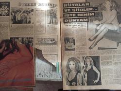 7 Gün Haftalık Aktüalite Sinema Tiyatro Müzik ve Magazin Dergisi - Öteden Beriden - Papatya Falı - Rüyalar ve Şiirler İşte Benim Dünyam - Pervin Par'ın şiir yazdığını ve hep aynı rüyaları gördüğünü biliyor muydunuz? - Hem hafız hem müezzin hem de antrenör - Ev Doktoru - Rauf Sezer - Rahim Kanseri - 5 Mayıs 1929'da doğan sinemamızın tanınmış oyuncularından Ayhan Işık'ın Doğum Gününü Kutluyoruz - 5 Kuruşun Hikayesi - 5 kuruş için 2.5 liralık zaman ve masraf gerekiyor - Cahit Uçuk'tan güzel bir hikaye - Sevincin böylesi - Haftanın Fotoğrafı - Kızılderililer Arasında Bir Türk - Muammer Kaylan - Gelin Gülelim - Turhan Feyzioğlu ile Eşi Anlatıyor: Bir Perşembe Nişanlandık Bir Perşembe Evlendik - Asi Gençler Fotoromanı - Bilmece Bulmaca - Ulvi Okar - Uçağın Hatası Nerede? - Pop Sabun Reklamı - Figen Han - Güzel Ama İki Küçük Kusuru Var - Feza Çağının İnsanı - Stephan Boyd - Shirley Mac Laine - Raquel Welch fotoğraf ve haberi - Derginin Sayfaları Tamdır Kapak Kısmında Kısmi Yırtık Mevcuttur