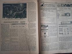 7 Gün Haftalık Aktüalite Sinema Tiyatro Müzik ve Magazin Dergisi - 12 Mayıs 1941 - Yıl:9 - Sayı:427 - Dünyada Olanlar - Çocuklar Çankaya'da - Yedigünde Bir Yeni İdeal - Düşünceler - Eski Harplerde Nüfus Kaybı - Şükrü Kaya - Havacılığın En Meraklı Tarafları - Huduttan Nergiz'e Mektup - Fikir ve Sanat - Gazete ve Edebiyat - Sadri Ertem - Nasrettin Hoca - Büyük Keşifler - Havagazı Nasıl Bulundu - Topu Kim İcat Etti - Ev Doktoru Diyor Ki - Ellerin Ehemmiyeti - Nuri Ergene - Minimini asker - Çocuklar Çankaya'da - Ölüm Yolunu Nasıl Kısaltıyoruz - Meraklı Notlar - Asma Bahçe Kuran Karıncalar - Edebiyatçılarımızı Tanıyalım - Cahit Uçuk - Behçet Yazar - Kitaplar Arasında - Garip - Arabacının Aşkı - Yusuf Ziya Atılgan - Kendinizi İmtihan Ediniz - Asude Bir İstirahat Köşesi - Büyük Memleket Romanı - Toprağa Dönüş - Ahmet Naim - Güzel Şiirler - Yedigün'ün Cevapları - Tungsram Ampul Reklamı - Arlon Saat Reklamı fotoğraf ve haberi - Tam Takım Dergi
