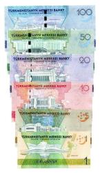 Türkmenistan 2017 Yılı Kağıt Para Lotu Full Set ÇİL 'Asya Salon ve Dövüş Sanatı Oyunları'