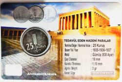 T.C. 1936 Yılı Gümüş 25 Kuruş..