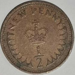 İNGİLTERE 1971 YARIM PENNY  ÖZEL LEUCTHRUM KAPAMASINDA