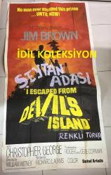 ŞEYTAN ADASI, ORİJİNAL SİNEMA AFİŞİ -  I Escaped from Devil's Island, 1973, FİLM AFİŞİ / POSTERİ - DEV BOY - ORİJİNAL - 193 X 102 cm EBADINDA - Original Turkish Big Size Movie Poster - William Witney, Richard DeLong Adams,  Jim Brownİ Christopher George, Richard Ely, Richard Rust, James Luisi, Bob Harris, Robert Phillips, Jan Merlin, Paul Richards, Stephen Whittaker, Eduardo Rosas López