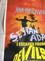 ŞEYTAN ADASI, ORİJİNAL SİNEMA AFİŞİ -  I Escaped from Devil's Island, 1973, FİLM AFİŞİ / POSTERİ - DEV BOY - ORİJİNAL - 193 X 102 cm EBADINDA - Original Turkish Big Size Movie Poster - William Witney, Richard DeLong Adams,  Jim Brownİ Christopher George, Richard Ely, Richard Rust, James Luisi, Bob Harris, Robert Phillips, Jan Merlin, Paul Richards, Stephen Whittaker, Eduardo Rosas López