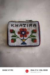 Antika Boncuk Örme Cüzdan K.HATIRA YAZILI FERMUAR BAKIM İHTİYACI VAR 7X9 CM