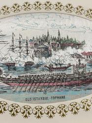 Osmanlı Dönemi Tophane Eski İpek kumaş üzeri baskı Profilo tebrik kartı