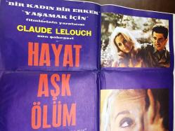 HAYAT AŞK ÖLÜM, ORİJİNAL SİNEMA AFİŞİ - La vie, l'amour, la mort, 1969, FİLM AFİŞİ / POSTERİ - BÜYÜK BOY - ORİJİNAL - 100 X 67 cm EBADINDA - Original Turkish Big Size Movie Poster - Claude Lelouch, 	Amidou, Caroline Cellier, Janine Magnan, Marcel Bozzuffi, Pierre Zimmer, Catherine Samie, Lisette Bersy, Albert Naud, Jean-Pierre Sloan