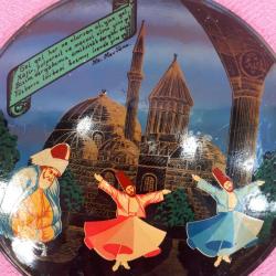 RETRO KONYA MEVLANA HATIRASI METAL PLAKA YAĞLIBOYA RESİM