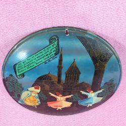 RETRO KONYA MEVLANA HATIRASI METAL PLAKA YAĞLIBOYA RESİM