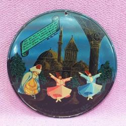 RETRO KONYA MEVLANA HATIRASI METAL PLAKA YAĞLIBOYA RESİM