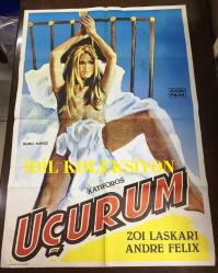 UÇURUM (KATIFOROS), 1961 - ORİJİNAL SİNEMA ÇİZİM FİLM AFİŞİ / POSTERİ - BÜYÜK BOY - 99 X 68 cm EBADINDA - Original Turkish Big Size Movie Poster - Giannis Dalianidis, Zoi Laskari, Nikos Kourkoulos, Mirka Kalatzopoulou, Vagelis Voulgaridis, Nitsa Marouda, Kostas Voutsas, Periklis Hristoforidis, Aggelos Mavropoulos, Giorgos Tsitsopoulos, Lavrentis Dianellos, Vasos Andronidis, Errikos Kontarinis, AKIN FİLM