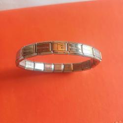 Nomination Italy Çelik Bileklik Orjinal,Gold  'E' charm,18 link