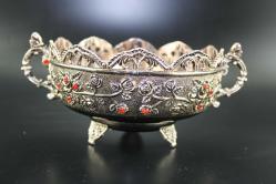 MUHTEŞEM GÜMÜŞ KAPLAMA ŞEKERLİK FULL İŞLEME DETAYLAR RESIMLERDE  (ANTİK KOLİ 16