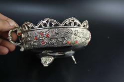 MUHTEŞEM GÜMÜŞ KAPLAMA ŞEKERLİK FULL İŞLEME DETAYLAR RESIMLERDE  (ANTİK KOLİ 16