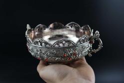 MUHTEŞEM GÜMÜŞ KAPLAMA ŞEKERLİK FULL İŞLEME DETAYLAR RESIMLERDE  (ANTİK KOLİ 16