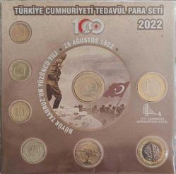 TÜRKİYE CUMHURİYETİ TEDAVÜL PARA SETİ BÜYÜK TAARRUZ'UN 100 .YILI (2022) ÖZEL KİTİNDE ÇİL